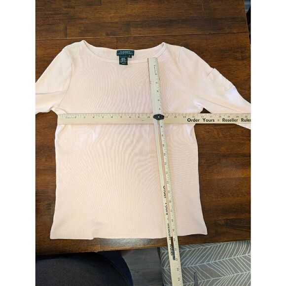 RALPH LAUREN Pink Elbow Sleeves Boat Neck Top Women's Size Medium - Picture 5 of 5
